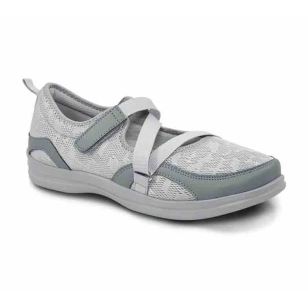 Apex A601W Women's Mary Jane Comfort Shoes US 7.5 Wide Gray Fabric